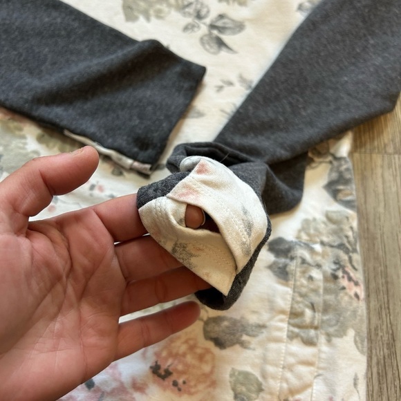 Vanilla Bay Floral Print Double Hoodie Sweater with Charcoal Sleeves - Picture 6 of 10